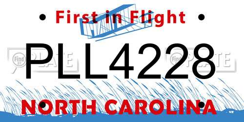 PLL4228 North Carolina License Plate