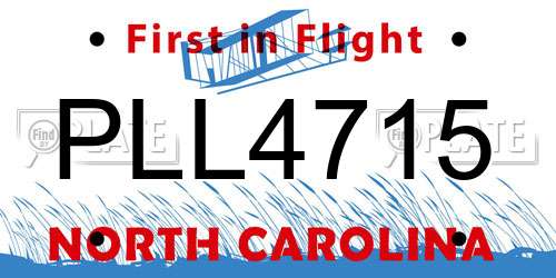 PLL4715 North Carolina License Plate