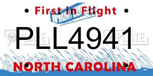 PLL4941 North Carolina License Plate
