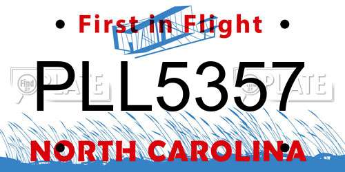 PLL5357 North Carolina License Plate