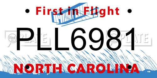 PLL6981 North Carolina License Plate