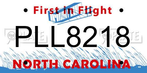 PLL8218 North Carolina License Plate