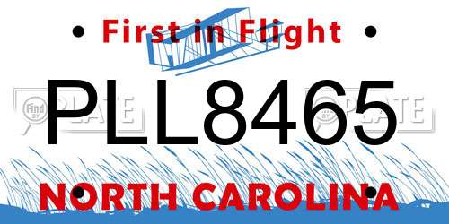 PLL8465 North Carolina License Plate