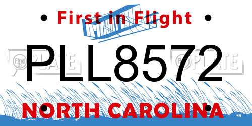 PLL8572 North Carolina License Plate