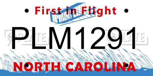 PLM1291 North Carolina License Plate