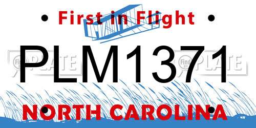 PLM1371 North Carolina License Plate