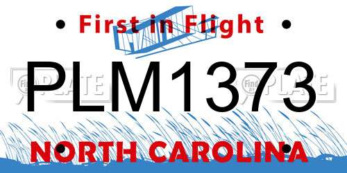 PLM1373 North Carolina License Plate