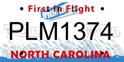 PLM1374 North Carolina License Plate