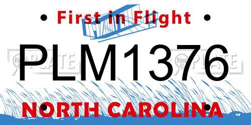 PLM1376 North Carolina License Plate