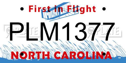 PLM1377 North Carolina License Plate