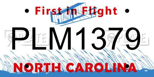 PLM1379 North Carolina License Plate