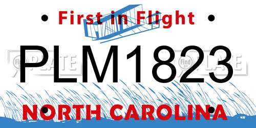PLM1823 North Carolina License Plate