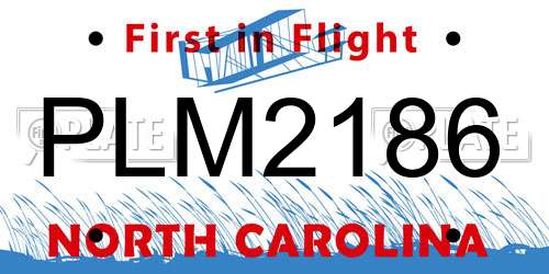 PLM2186 North Carolina License Plate