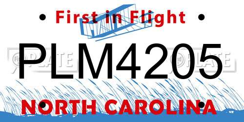 PLM4205 North Carolina License Plate