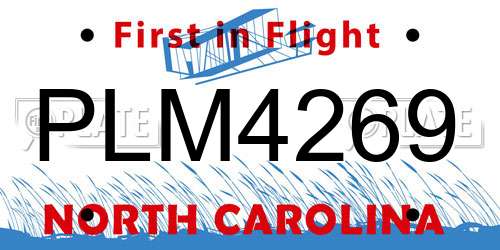 PLM4269 North Carolina License Plate