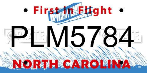 PLM5784 North Carolina License Plate