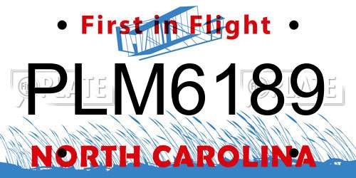 PLM6189 North Carolina License Plate