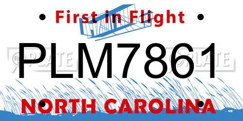 PLM7861 North Carolina License Plate