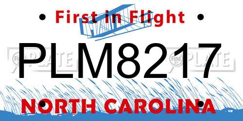 PLM8217 North Carolina License Plate