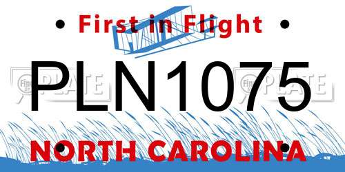 PLN1075 North Carolina License Plate