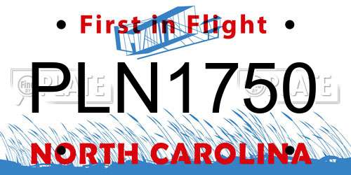 PLN1750 North Carolina License Plate