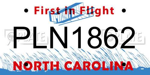 PLN1862 North Carolina License Plate
