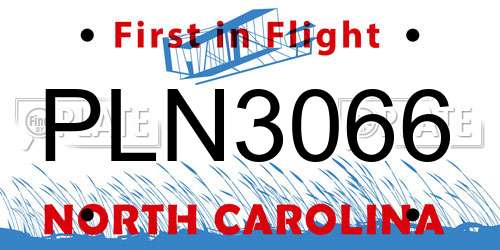 PLN3066 North Carolina License Plate