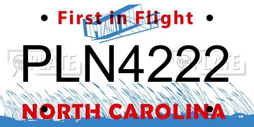 PLN4222 North Carolina License Plate