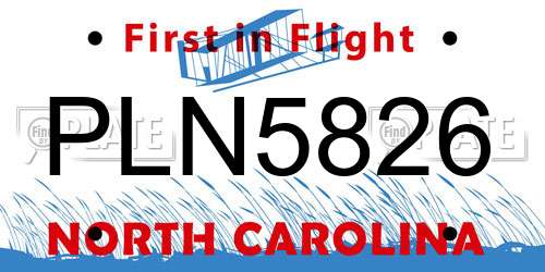 PLN5826 North Carolina License Plate