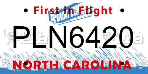 PLN6420 North Carolina License Plate