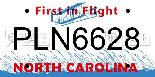 PLN6628 North Carolina License Plate