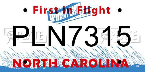 PLN7315 North Carolina License Plate