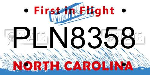 PLN8358 North Carolina License Plate
