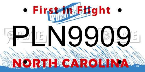 PLN9909 North Carolina License Plate