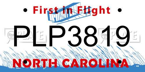 PLP3819 North Carolina License Plate