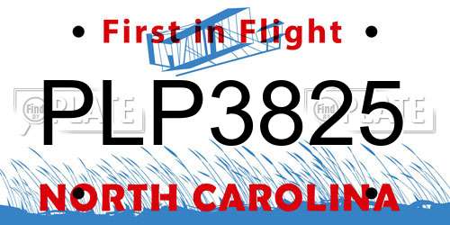 PLP3825 North Carolina License Plate