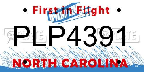 PLP4391 North Carolina License Plate