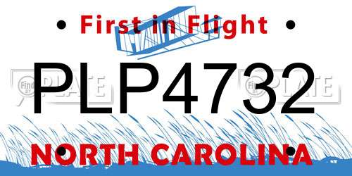PLP4732 North Carolina License Plate