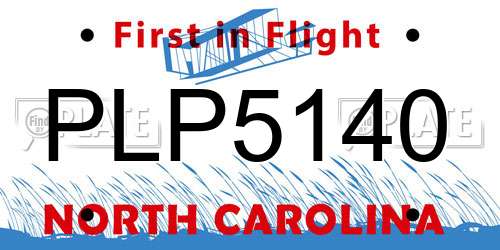 PLP5140 North Carolina License Plate