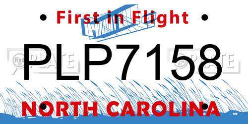 PLP7158 North Carolina License Plate