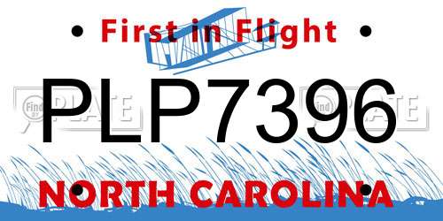 PLP7396 North Carolina License Plate
