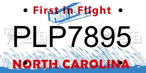 PLP7895 North Carolina License Plate