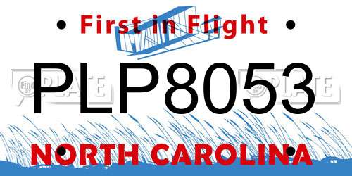 PLP8053 North Carolina License Plate
