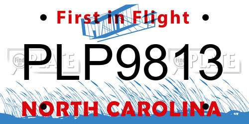 PLP9813 North Carolina License Plate