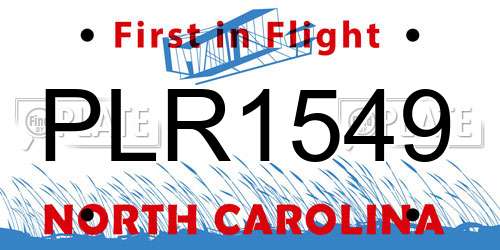 PLR1549 North Carolina License Plate