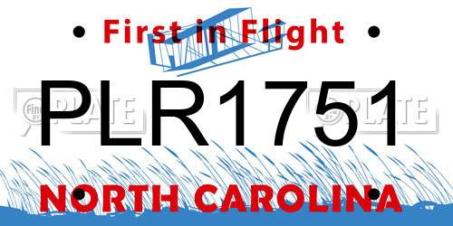 PLR1751 North Carolina License Plate