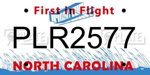 PLR2577 North Carolina License Plate