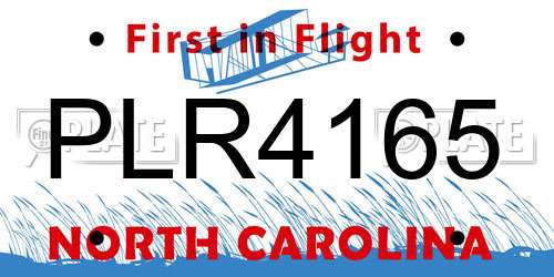 PLR4165 North Carolina License Plate