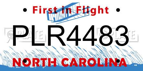 PLR4483 North Carolina License Plate
