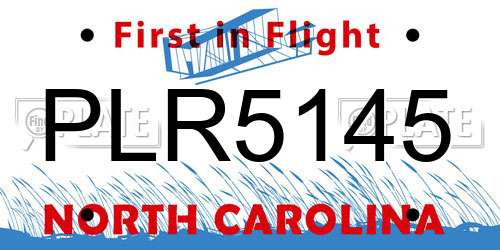 PLR5145 North Carolina License Plate